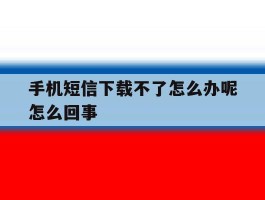 手机短信下载不了怎么办呢怎么回事