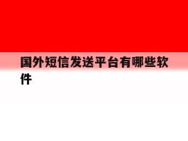 国外短信发送平台有哪些软件