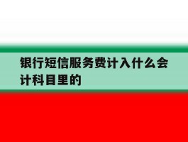 银行短信服务费计入什么会计科目里的