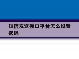 短信发送接口平台怎么设置密码