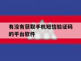 有没有获取手机短信验证码的平台软件