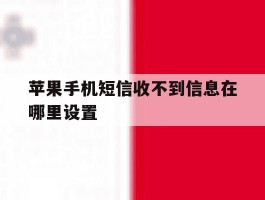 苹果手机短信收不到信息在哪里设置