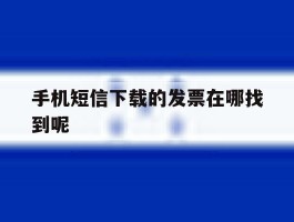 手机短信下载的发票在哪找到呢
