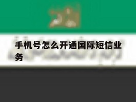 手机号怎么开通国际短信业务