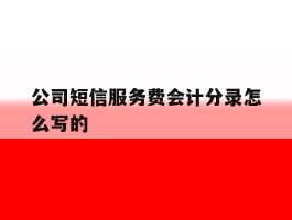 公司短信服务费会计分录怎么写的