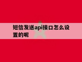 短信发送api接口怎么设置的呢