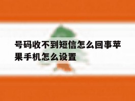 号码收不到短信怎么回事苹果手机怎么设置