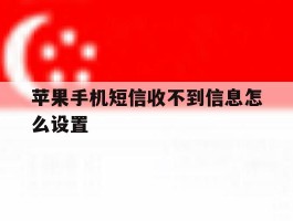 苹果手机短信收不到信息怎么设置