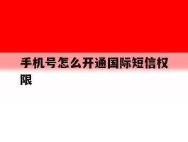 手机号怎么开通国际短信权限