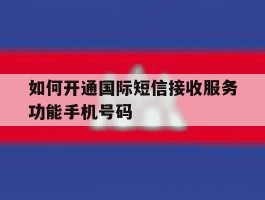 包含如何开通国际短信接收服务功能手机号码的词条