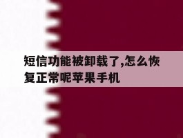 短信功能被卸载了,怎么恢复正常呢苹果手机的简单介绍