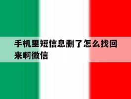 手机里短信息删了怎么找回来啊微信
