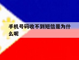 手机号码收不到短信是为什么呢