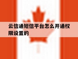 云信通短信平台怎么开通权限设置的