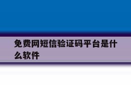 免费网短信验证码平台是什么软件