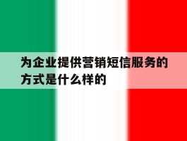 为企业提供营销短信服务的方式是什么样的的简单介绍