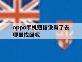 oppo手机短信没有了去哪里找回呢
