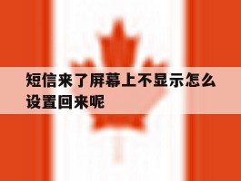 短信来了屏幕上不显示怎么设置回来呢
