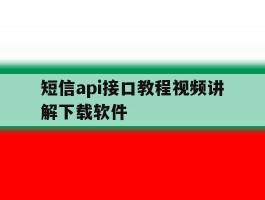 短信api接口教程视频讲解下载软件