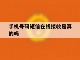 手机号码短信在线接收是真的吗