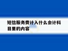 短信服务费计入什么会计科目里的内容