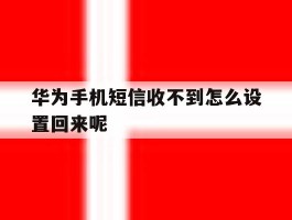 华为手机短信收不到怎么设置回来呢