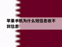 苹果手机为什么短信息收不到信息