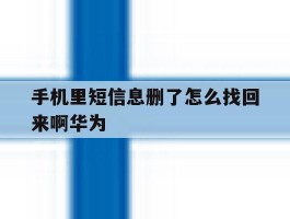 手机里短信息删了怎么找回来啊华为