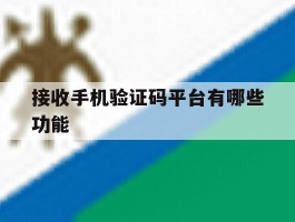 接收手机验证码平台有哪些功能