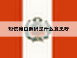 短信接口源码是什么意思呀