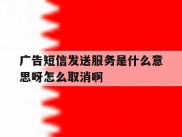 关于广告短信发送服务是什么意思呀怎么取消啊的信息