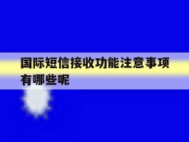 国际短信接收功能注意事项有哪些呢