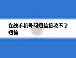 在线手机号码短信接收不了短信
