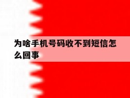 为啥手机号码收不到短信怎么回事